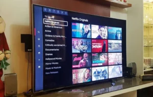 Kemo IPTV app interface on LED